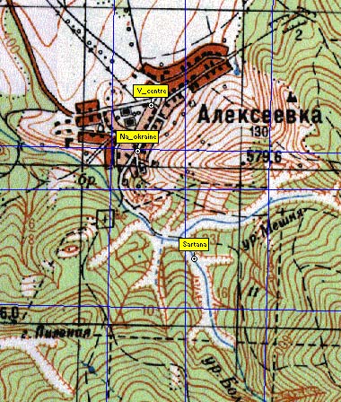 Карта окрестностей села Алексеевки