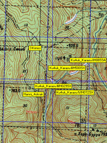 Фрагмент карты района каньона Кучук-Карасу