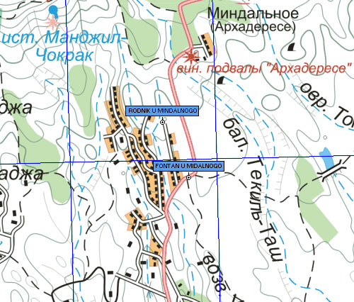 Фрагмент Атласа Крыма - окрестности села Миндальное