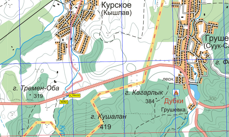 Фрагмент карты района Курское - Грушевка