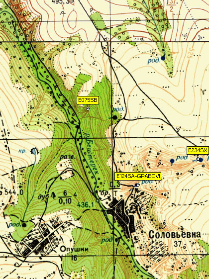 Фрагмент карты района с. Опушки