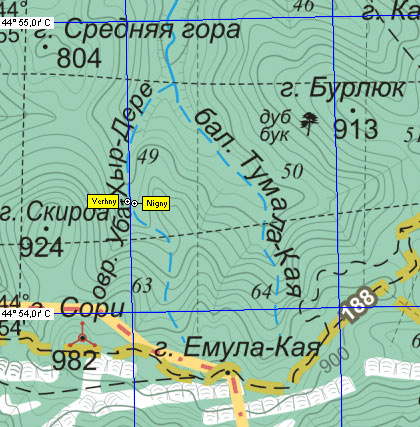 Карта района гор Скирда, Бурлюк