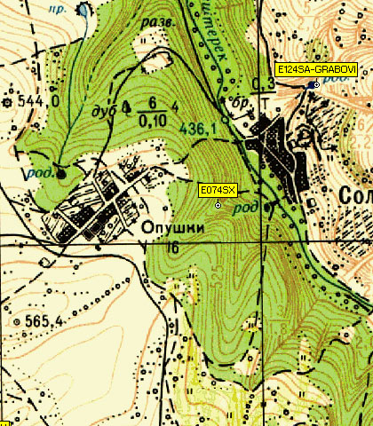 Фрагмент карты района села Опушки