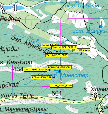 Фрагмент карты правого борта Чернореченского каньона