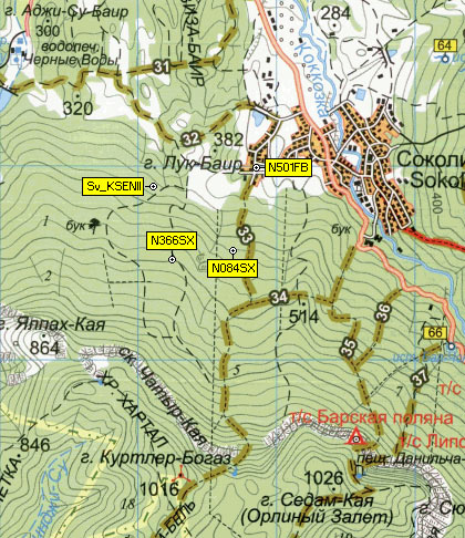 Фрагмент карта на ЮЗ от Соколиного