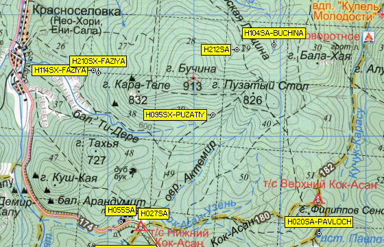 Фрагмент карта на В от Красноселовки