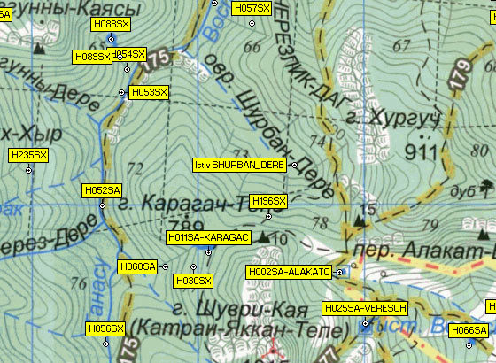 Фрагмент карты верховьев Танасу
