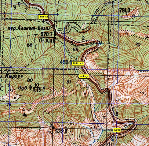 Карта района перевала Кок-Асан-Богаз