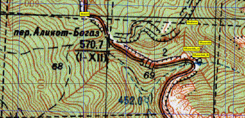 Карта района перевала Как-Асан-Богаз
