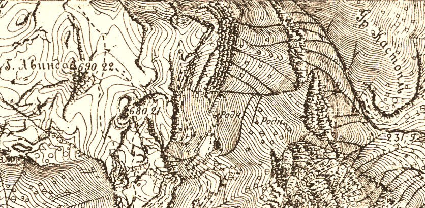 Фрагмент карты-верстовки восточного склона Никитской яйлы
