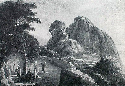 Фонтан под Пятачком 1833-1836г акварель Н. Чернецова.
