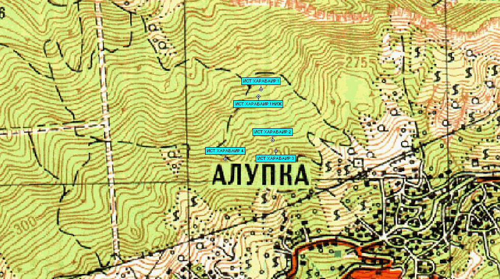 Карта района севернее Алушты