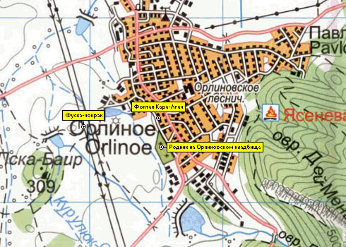 Фрагмент карты района Орлиного