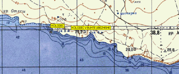 Фрагмент карты южного берега Тарханкута