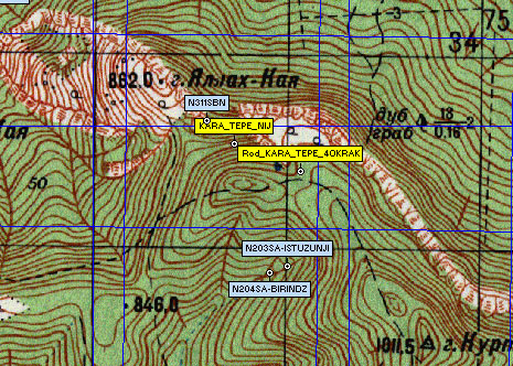 Фрагмен карты района горы Куртлер