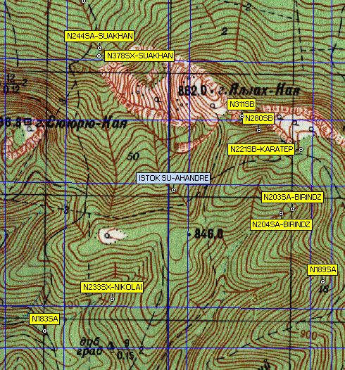 Фрагмент карты, верховья Суаткана