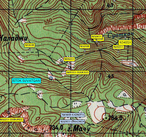 Фрагмент карты, верховья Суаткана