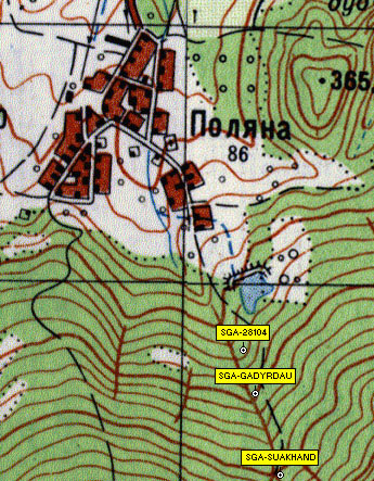 Фрагмен карты района примыкающего к селу Поляна