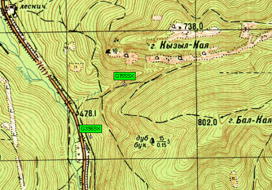 Фрагмент карты района южнее села Перевальное