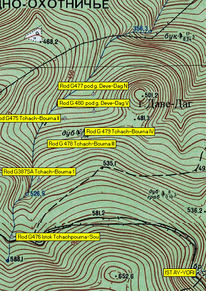 Фрагмент карты СВ склона г. Чамны-Бурун