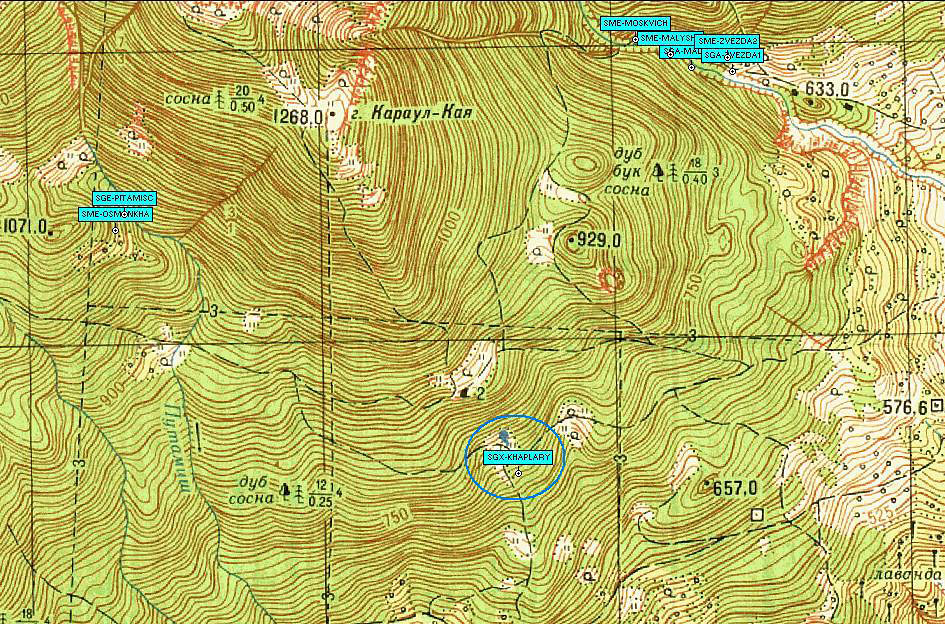 Карта района хребта Караул-Кая