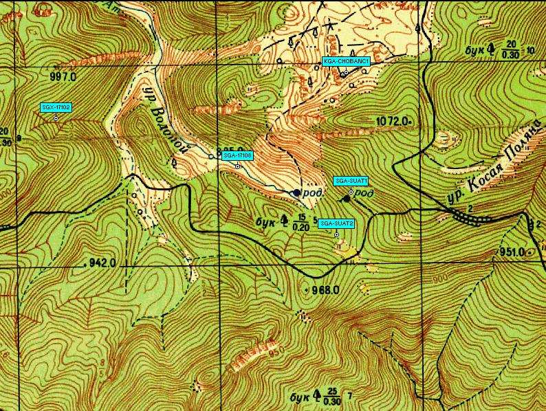 Карта района хребта Таш-Хабах