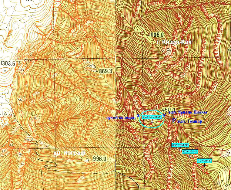 Карта района Иограф - Темиар - Кизил-Кая