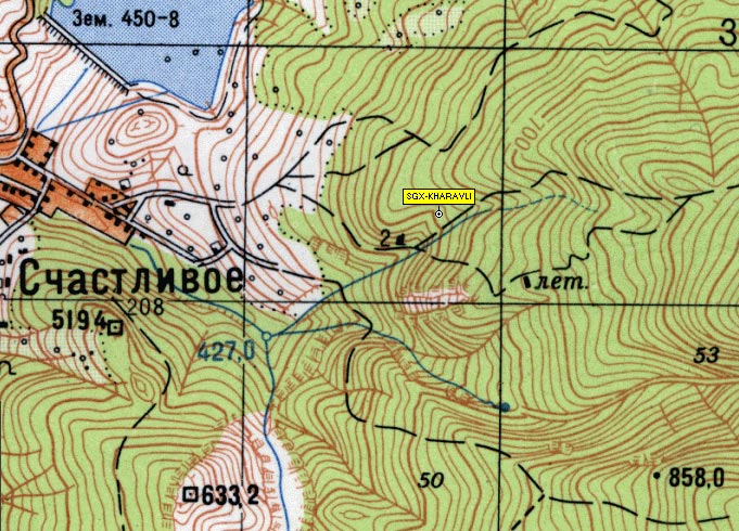 Карта местности у села Счастливое