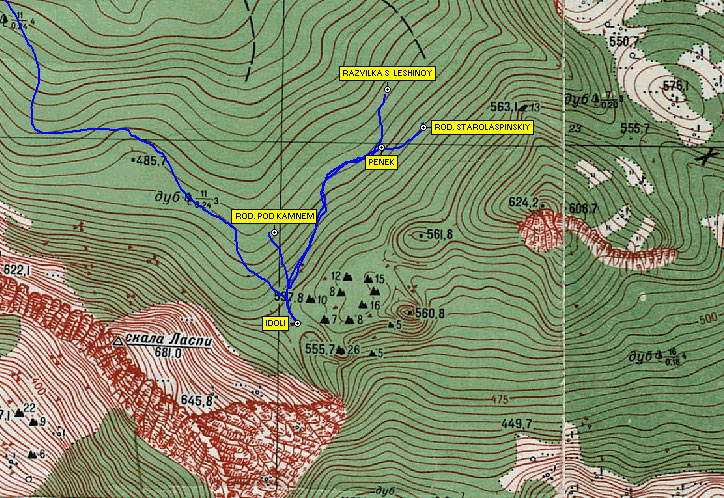 Фрагмент карты района Ильяс-Каи, Ташларов, горы Мачук